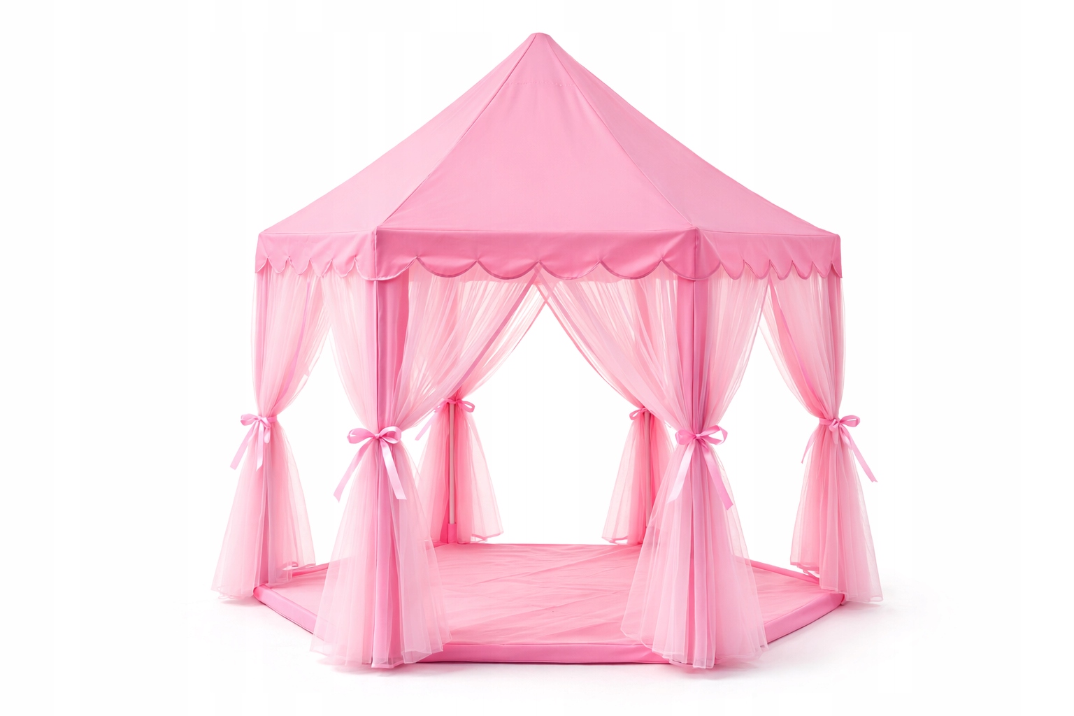 Detský stan RUŽOVÝ Princezná Palace Tipi 6-rohý + Tylové závesy